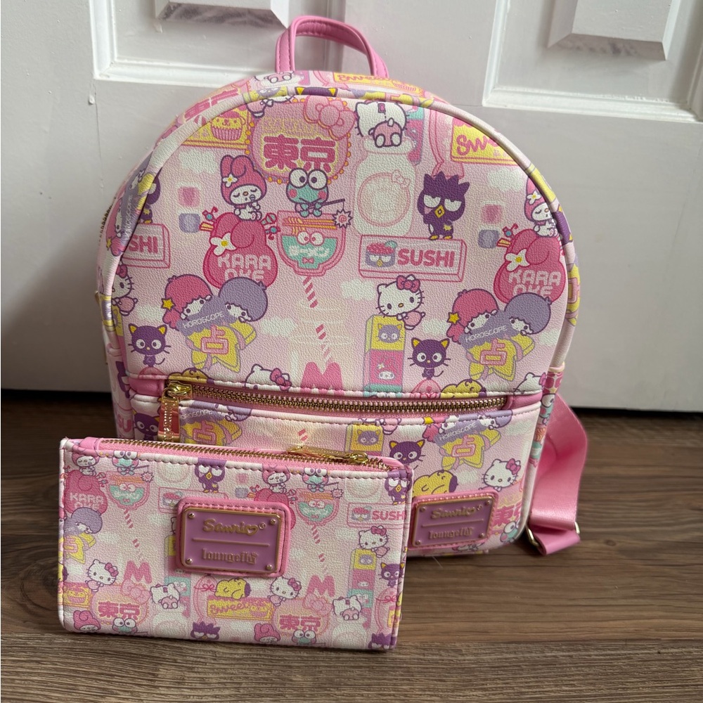 Loungefly Sanrio Hello Kitty Kawaii Mini Backpack and Wallet set